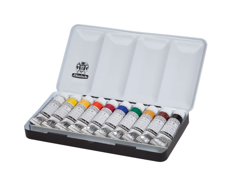 Schmincke - HORADAMÂ® Gouache, 10 x 0,51 fl oz / 15 ml tubes, 72 701 097, 10 finest gouache colors in a metal box, highest concentration of pigments - Image 2